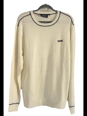 IDK Super Massive Men's Knit Pullover Sweater Crew Neck White XL Dreamers Club